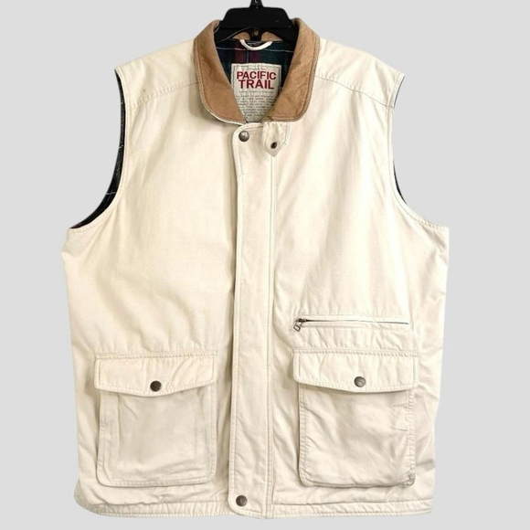 american-vintage Other - Wintage  Men's L Heavy Duty Canvas Trucker Workwear Beige Vest Flannel lining